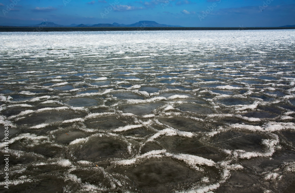 Frozen Lake Balaton in witer time, Hungary Frozen Lake Balaton in witer time, Hungary