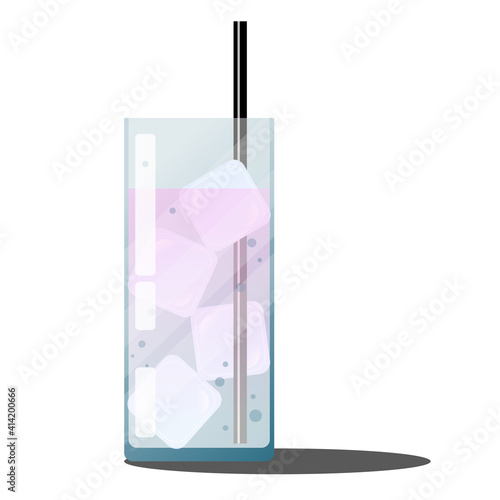 Vector illustration of gin and tonic coctail