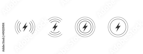 Wireless Chargers icons. Lightning charging simple icons. Concept charging icons. Vector illustration