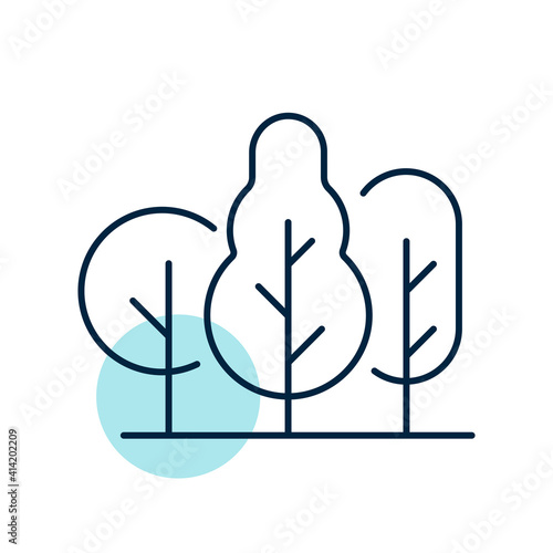 Deciduous forest vector icon. Nature sign