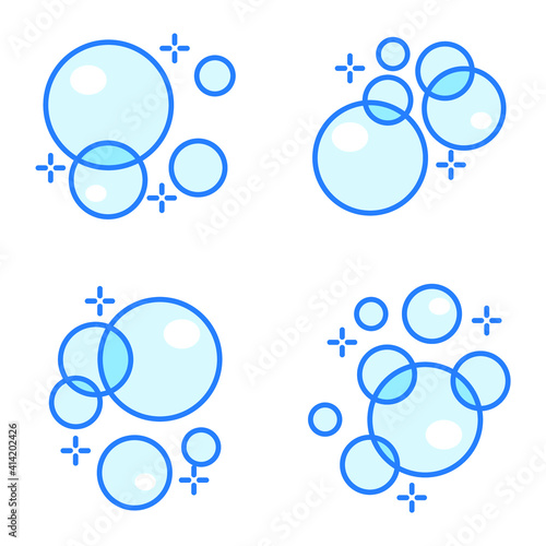 Set of Bubbles icon. Soap foam, fizzy drink, oxygen bubble pictogram pack symbol template for graphic and web design collection logo vector illustration