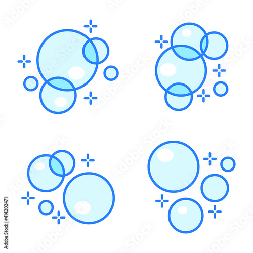 Set of Bubbles icon. Soap foam, fizzy drink, oxygen bubble pictogram pack symbol template for graphic and web design collection logo vector illustration