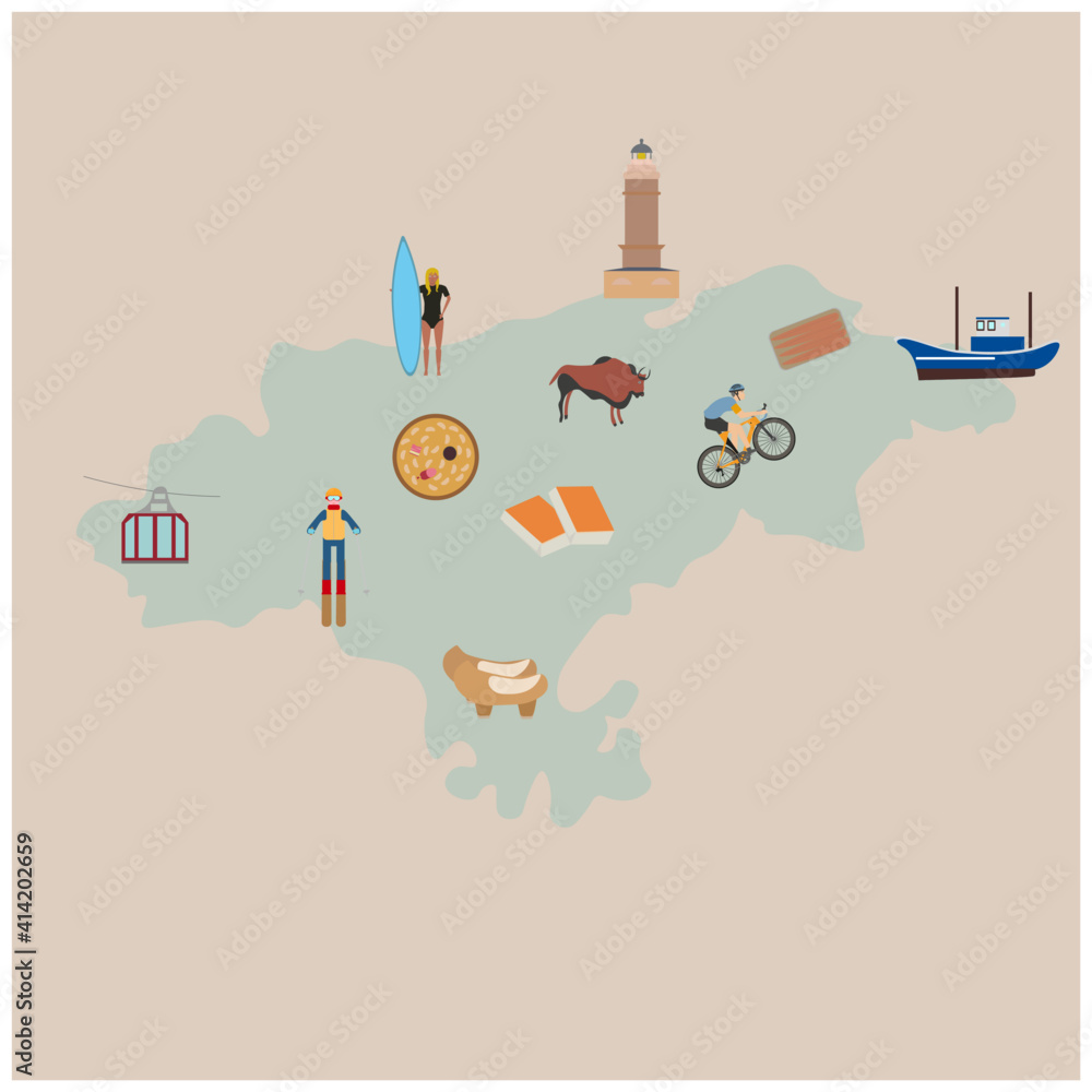 Map of the community of cantabria in spain with monuments or places of tourist interest