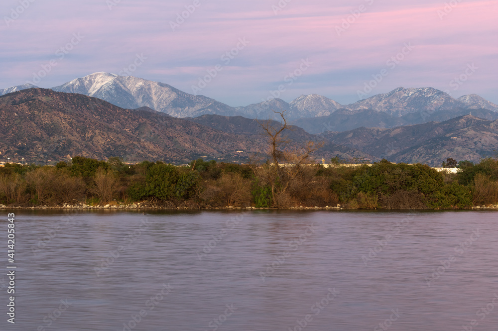 Landscape image taken from Santa Fe Dam Recreation Area in Los Angeles County. Mount Baldy is in the background. Landscape image taken from Santa Fe Dam Recreation Area in Los Angeles County. Mount Baldy is in the background.