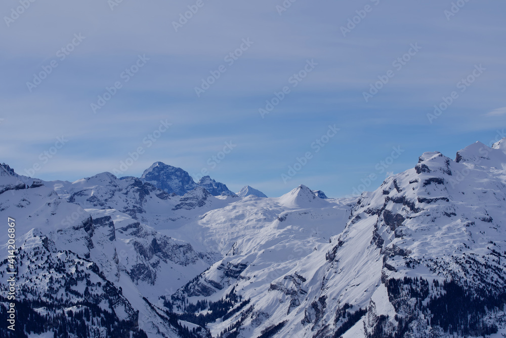 Panoramic landscape from Swiss ski resort Hoch-Ybrig, Switzerland. Panoramic landscape from Swiss ski resort Hoch-Ybrig, Switzerland.