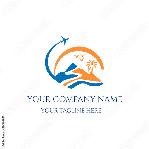 tour travel agency logo design vector with airplane