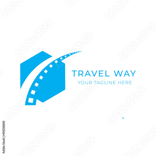 Minimal creative tour and travel agency logo design vector