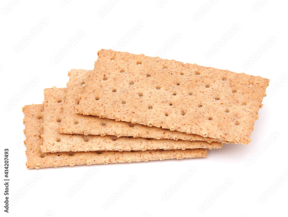 Whole grain crackers isolated on white Whole grain crackers isolated on white
