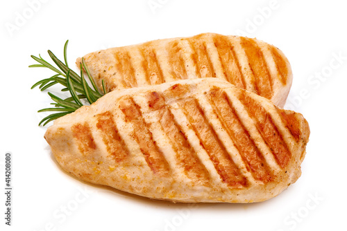 Grilled chicken breast, isolated on white background photo