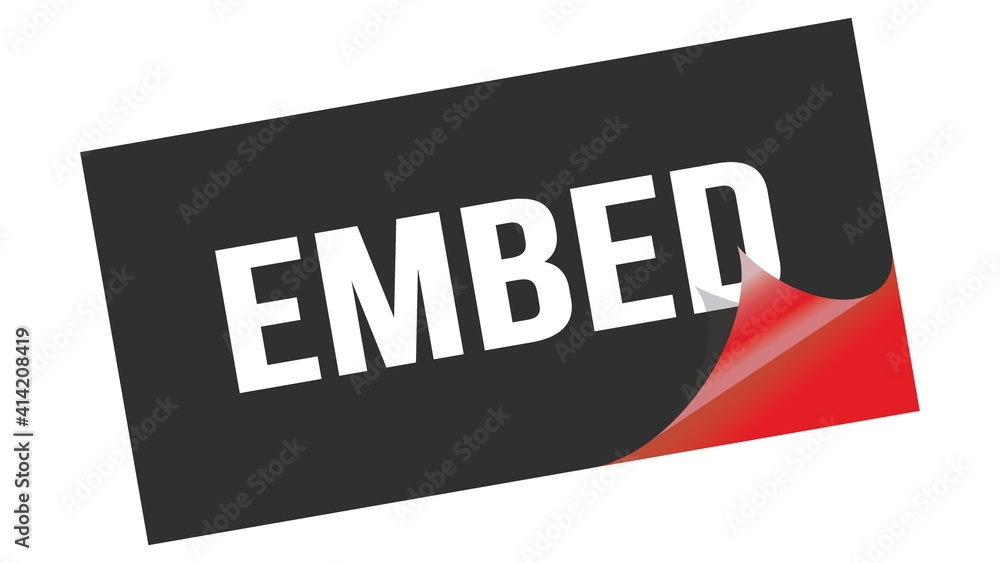 EMBED text on black red sticker stamp. EMBED text on black red sticker stamp.