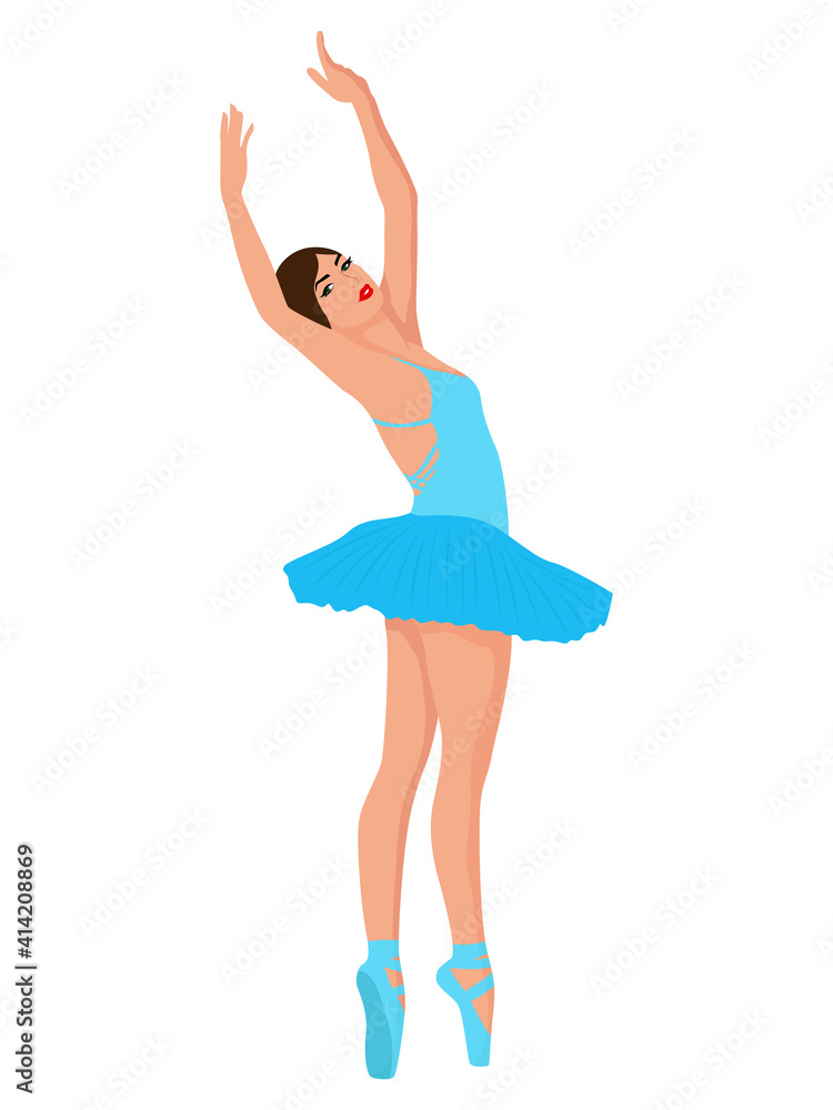 Obraz premium Ballerina in a pale blue tutu dress