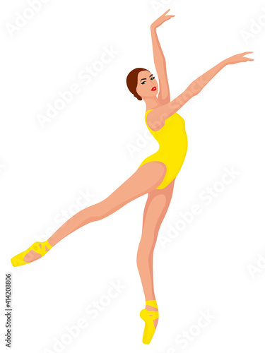 Lady dancer in yellow leotard
