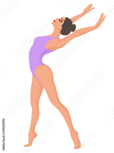 Lady dancer in soft violet leotard