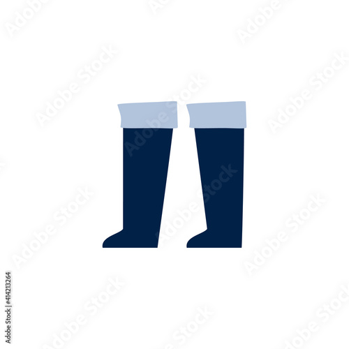 Fishers and hunters wellington high rubber boots, cartoon vector illustration isolated on white background. Protective footwear for fishing and hunting.