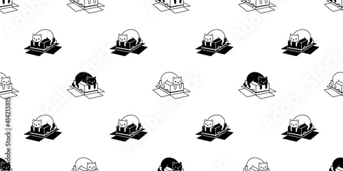cat seamless pattern kitten calico vector pet paper box scarf isolated repeat background cartoon animal tile wallpaper illustration doodle design