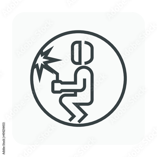 Tunnel pipe welding and welder worker vector icon. That metal work inside underground pipeline construction for water, sewer, subway, oil and gas industry. Include tool and safety equipment. 64x64 px.
