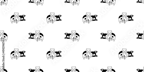 dog cat french bulldog seamless pattern vector kitten calico sleeping cartoon tile background repeat wallpaper scarf isolated illustration doodle design
