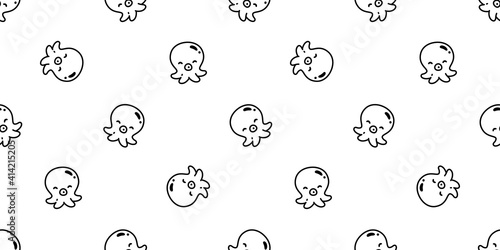 octopus Seamless pattern fish vector salmon tuna shark dolphin doodle icon cartoon ocean sea pet animal repeat wallpaper tile background scarf isolated illustration doodle design