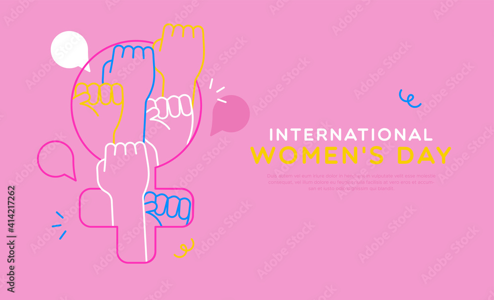 Women's Day outline hand female symbol template