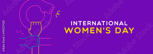 Women's Day outline hand female symbol banner