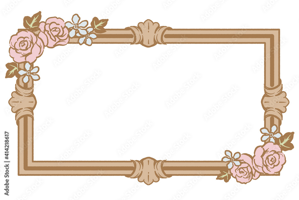 Fototapeta アンティークなお花の装飾フレーム ベクター素材 Naklejamy Com