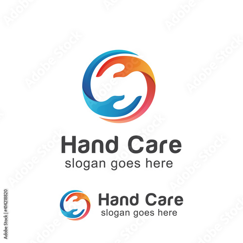hand care modern logo, community care element symbol