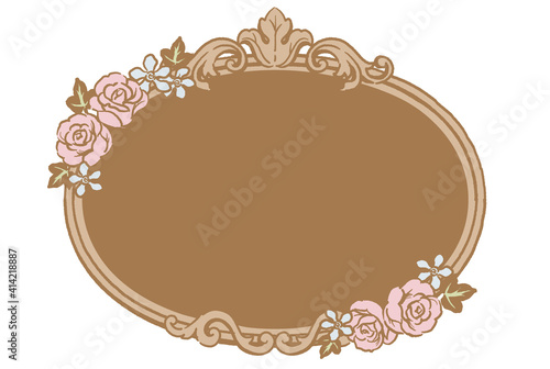 アンティークなお花の装飾フレーム。ベクター素材