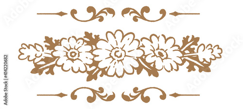 アンティークなお花の装飾エレメント。ベクター素材