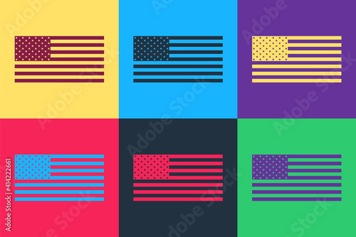 Pop art American flag icon isolated on color background. Flag of USA. Vector.