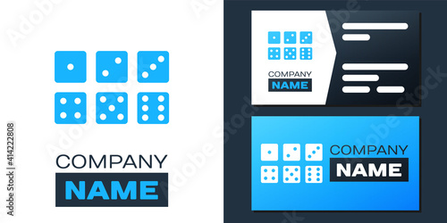Logotype Set of six dices icon isolated on white background. Logo design template element. Vector.