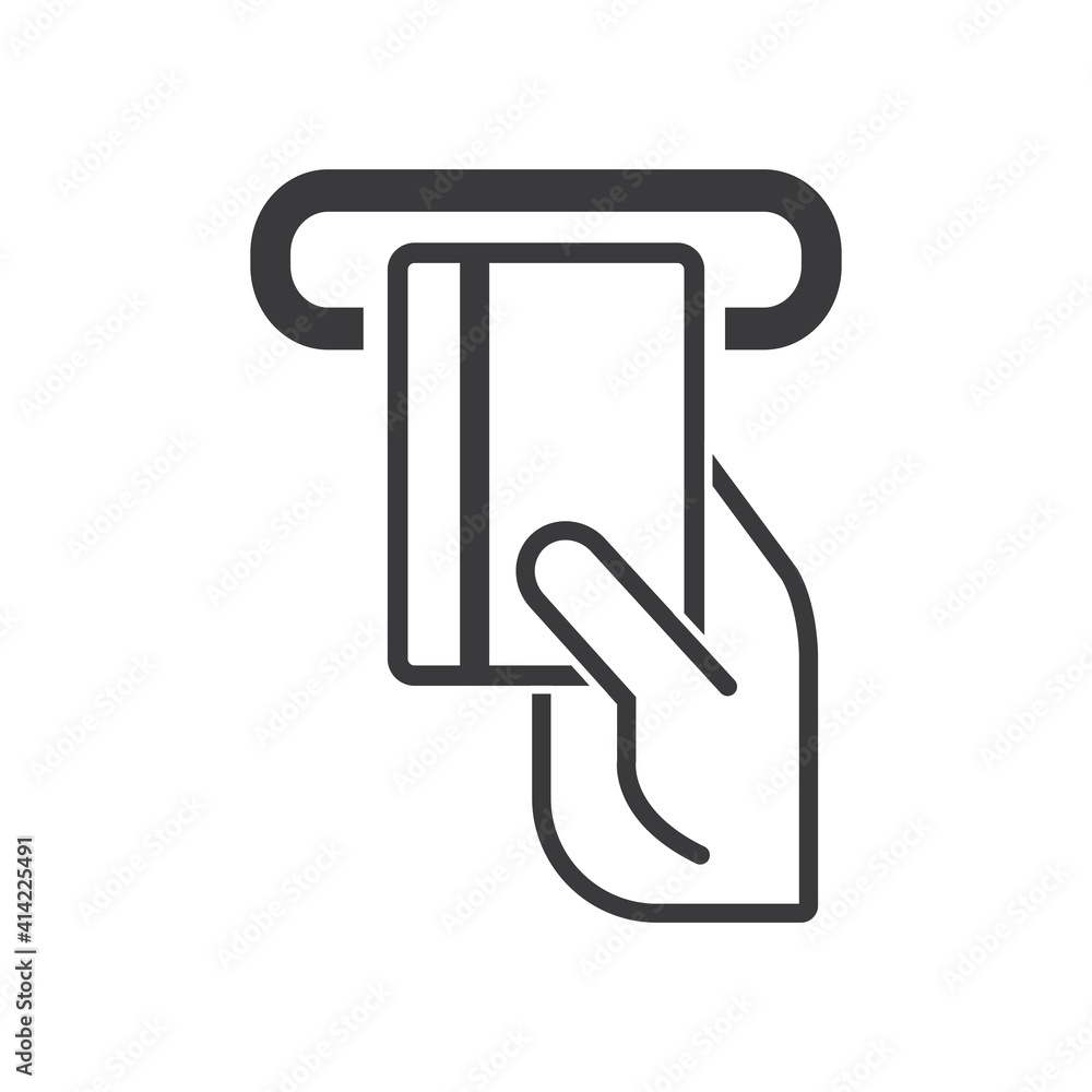 Hand holding a credit card icon on white background Hand holding a credit card icon on white background