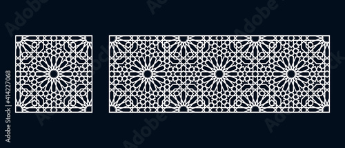 Set of templates of Islamic pattern for laser cutting or paper cut. Vector illustration.