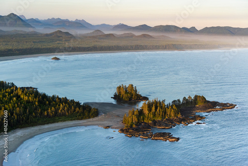 Canada, British Columbia. Pacific Rim National Park, aerial view Schooner Cove. photo