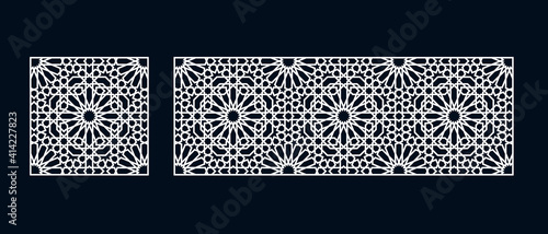 Set of templates of Islamic pattern for laser cutting or paper cut. Vector illustration.