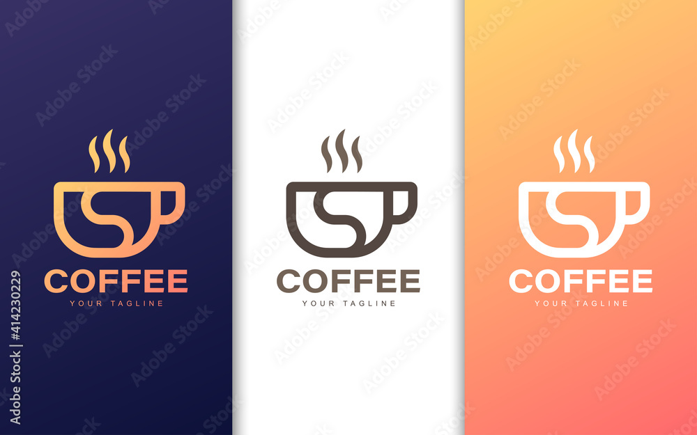 Minimalist S letter logo in coffee cup with modern concept Minimalist S letter logo in coffee cup with modern concept