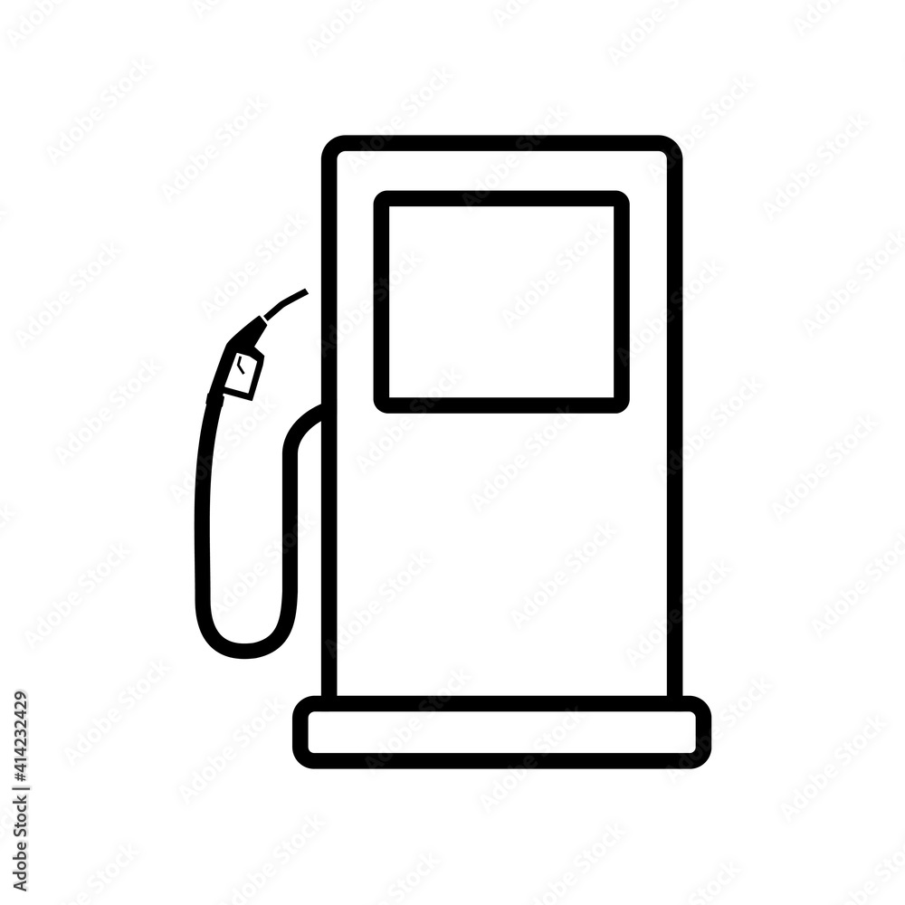Fuel pump line icon. Gas and electric station linear silhouette. Petrol station black symbol. Vector isolated on white Fuel pump line icon. Gas and electric station linear silhouette. Petrol station black symbol. Vector isolated on white