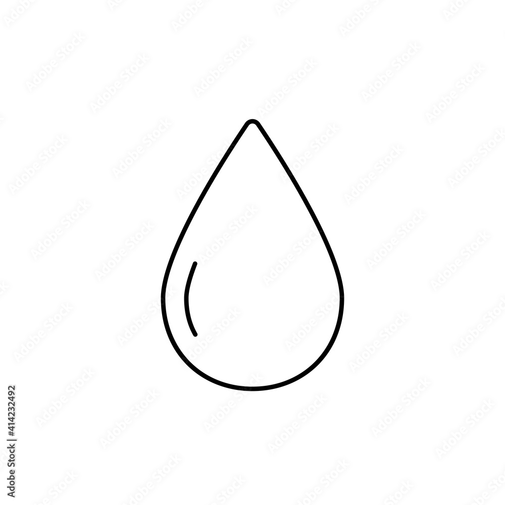 Fototapeta premium Drop line icon. Water, oil or blood drop black outline sign. Vector isolated on white