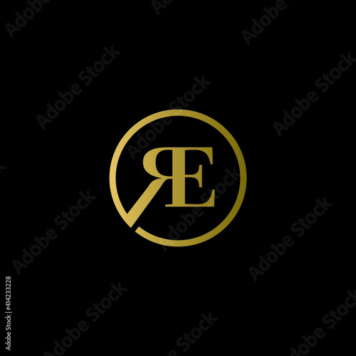 re luxury logo design vector icon symbol