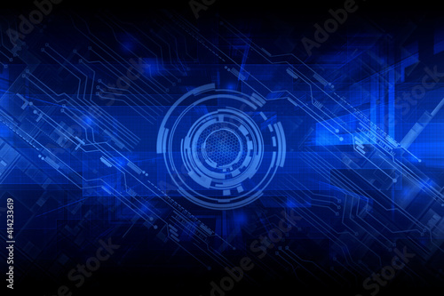 Abstract blue hi-tech digital technology background.