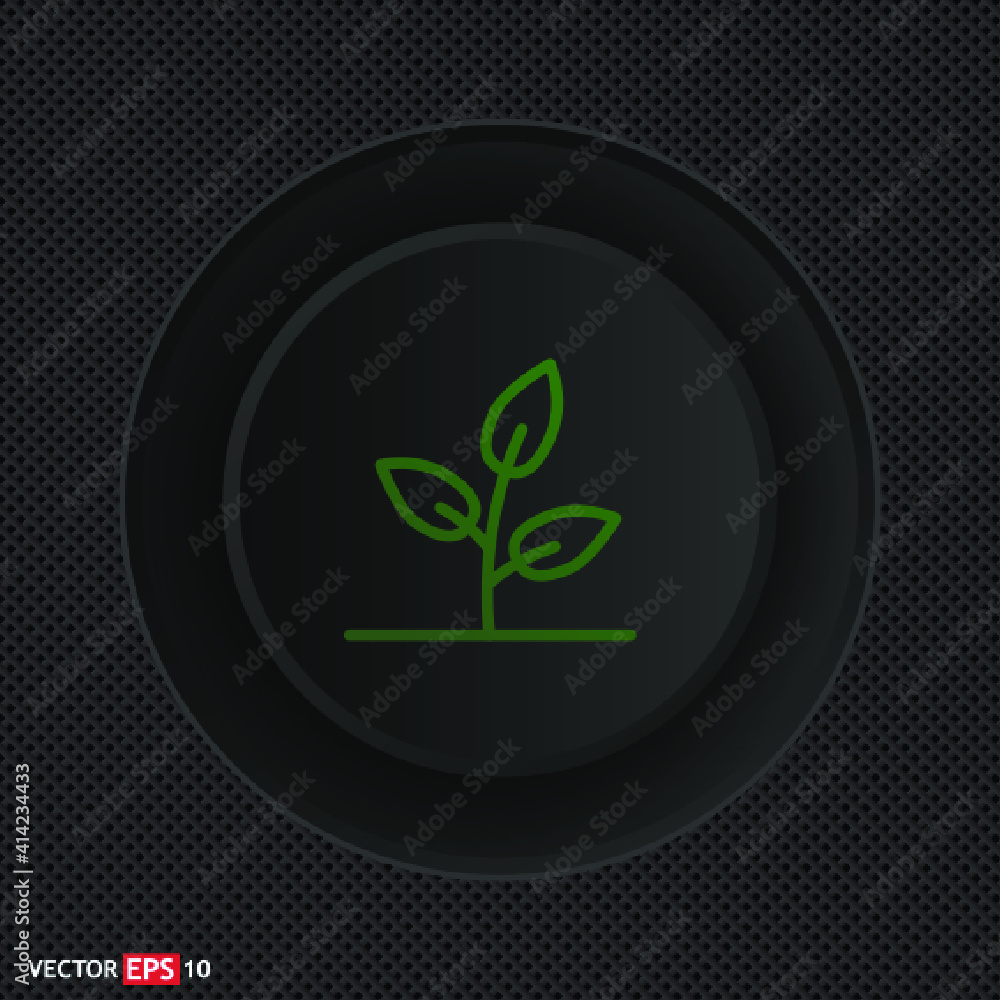 Plant sprouts with three sign. Single line icon on black background Plant sprouts with three sign. Single line icon on black background