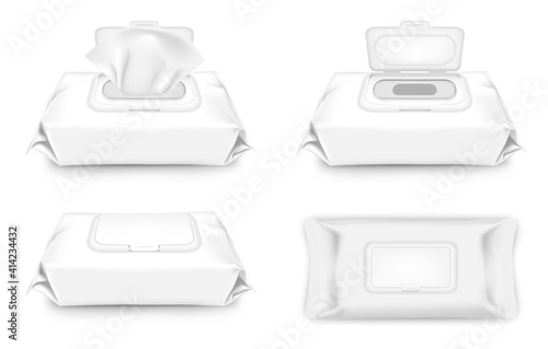 Realistic Detailed 3d Cleaning Wipes Set. Vector