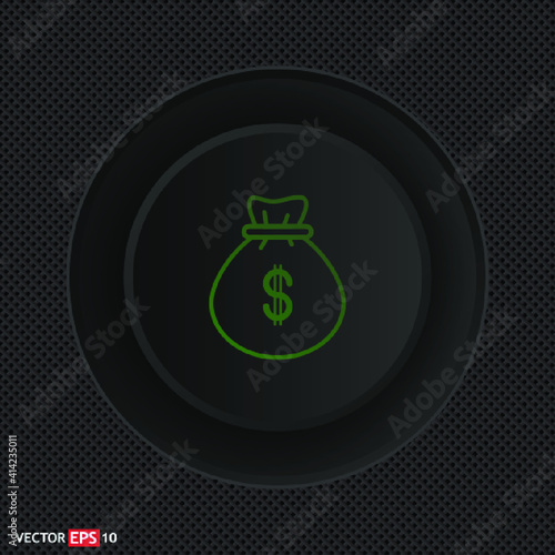 Money Bag sign. Single line icon on black background.