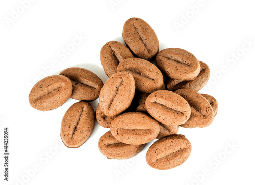Wallpaper Mural ginger biscuits with cocoa in the form of coffee beans on white background Torontodigital.ca