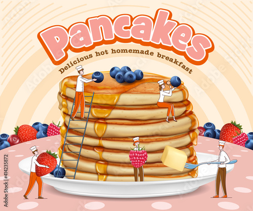 Realistic Detailed 3d Pancake Mix Banner Ads. Vector