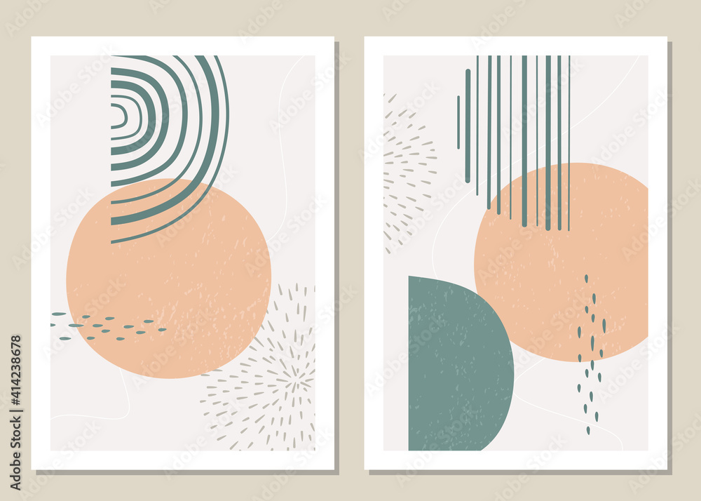 A trendy set of abstract geometric shapes in a minimal style, great decoration for walls, cards, brochures, packaging, covers. Vector illustration. A trendy set of abstract geometric shapes in a minimal style, great decoration for walls, cards, brochures, packaging, covers. Vector illustration.