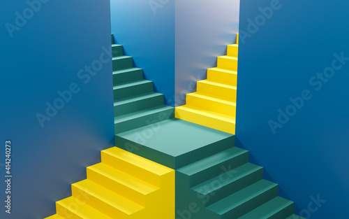 mock-up of colorful staircase product stand