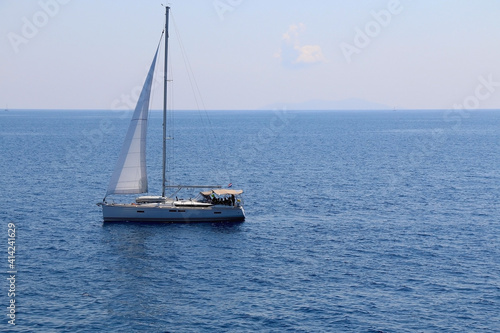 Sailing boat in Croatia. Beautiful Mediterranean landscape.