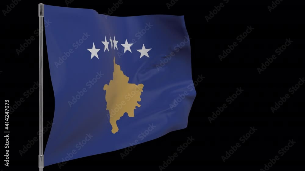 Kosovo waving flag seamless loop animation. 4k Alpha Channel ...