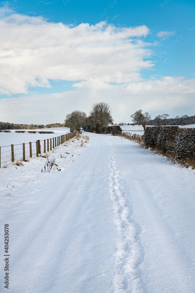 Snow Covered footpath (on disused railway) in the Scottish Borders