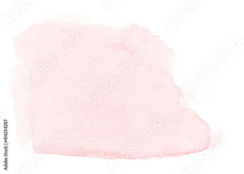 isolated spot of pink color painted with watercolor